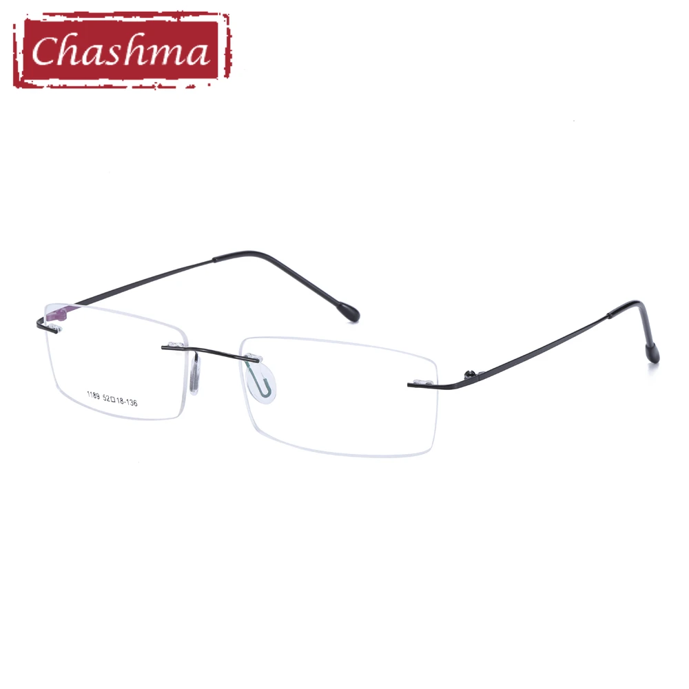 Black Бренд Chashma, без оправы, титановый сплав, ультра-светильник, вес, очки для близорукости, оправа, оптические очки для глаз для мужчин, очки без оправы, 2 G - Цвет оправы: Black