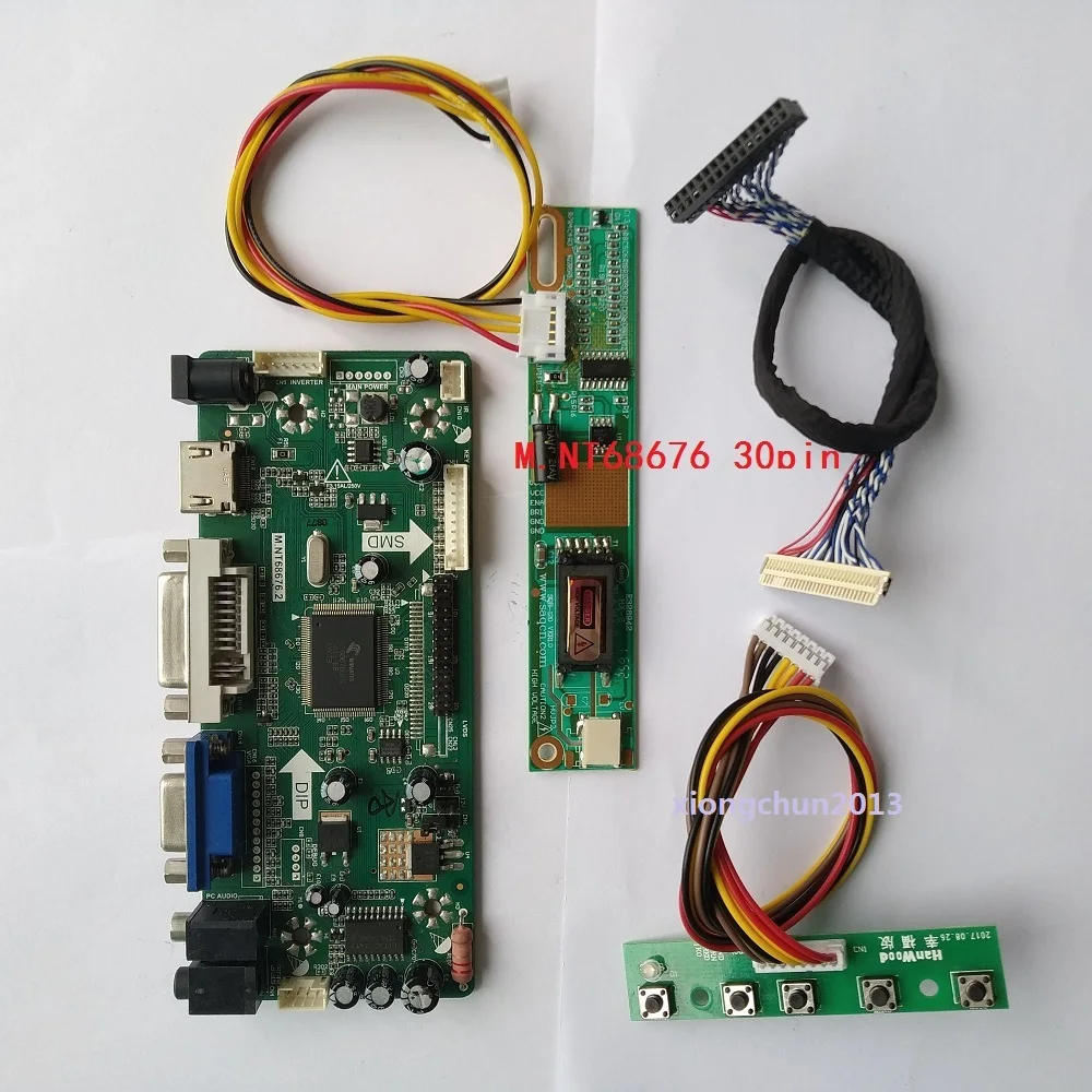 

NT68676(HDMI+DVI+VGA) For 30pin 15.4" LTN154AT07 1280X800 panel 1 lamps screen KIT LCD Controller Board driver VGA