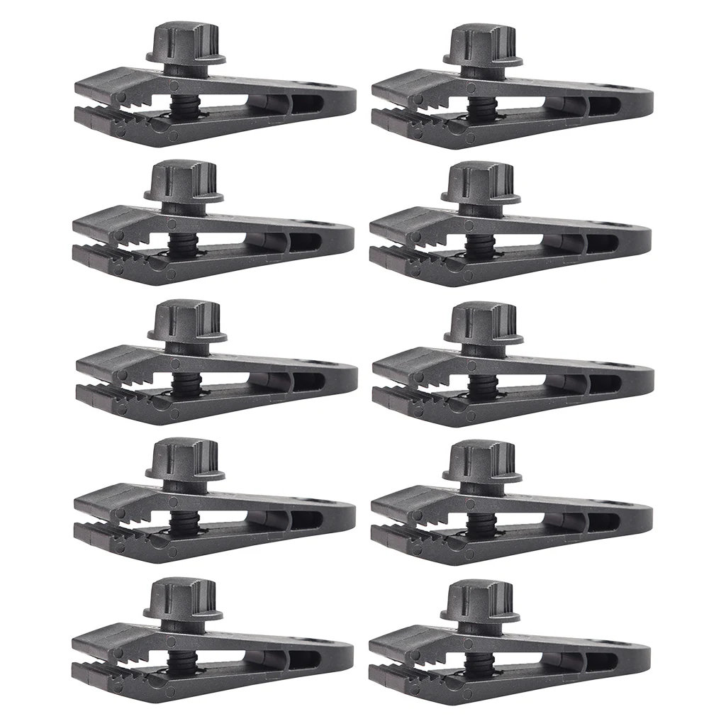 10pcs Black Outdoor Camping Tent Awning Clamp Tarp Hanger Clips Accessory