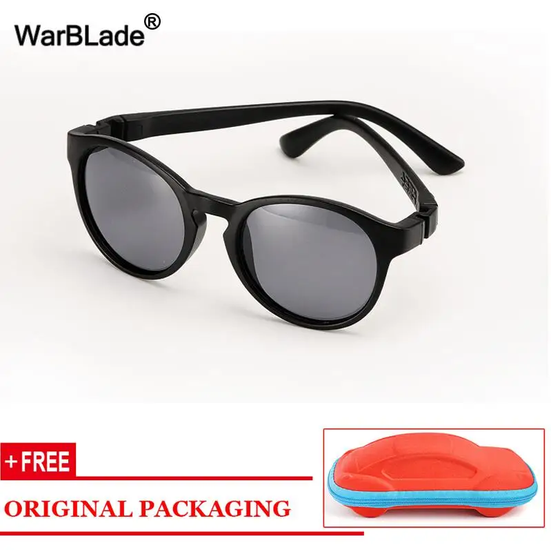 matt black WarBLade поляризованные солнцезащитные очки для детей TR90 очки с гибкой оправой Дети UV400 Солнцезащитные очки защитные очки для мальчиков и девочек с чехлом - Цвет линз: matt black