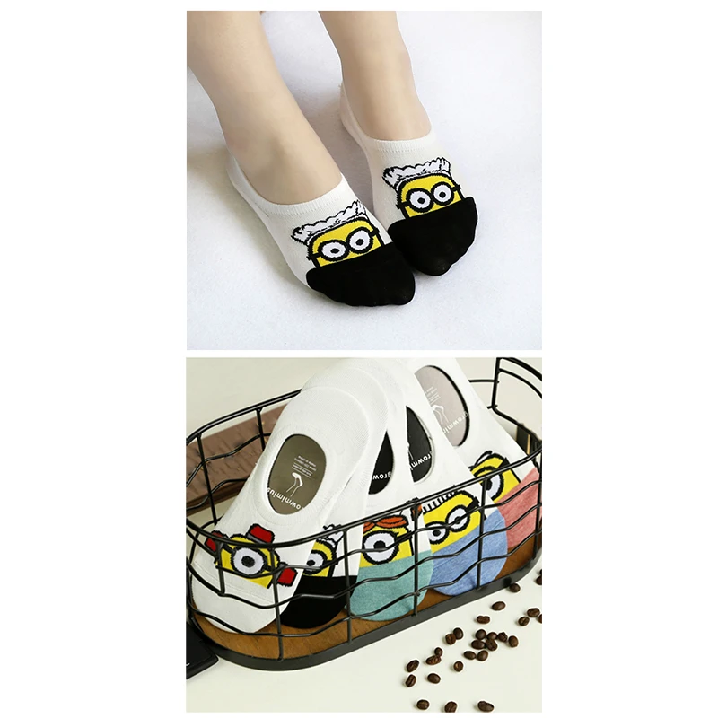 Хлопковые женские нескользящие невидимые носки с героями мультфильмов хлопковые носки рисунок Носки следки Beanie носки