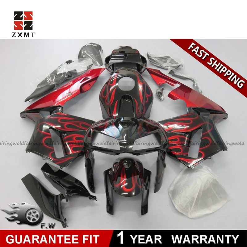 ZXMOTO заказной ваш комплект обтекателя впрыска для Honda CBR600RR 2005-2006 F5 ABS система впрыска Кузов огонь красный с черным