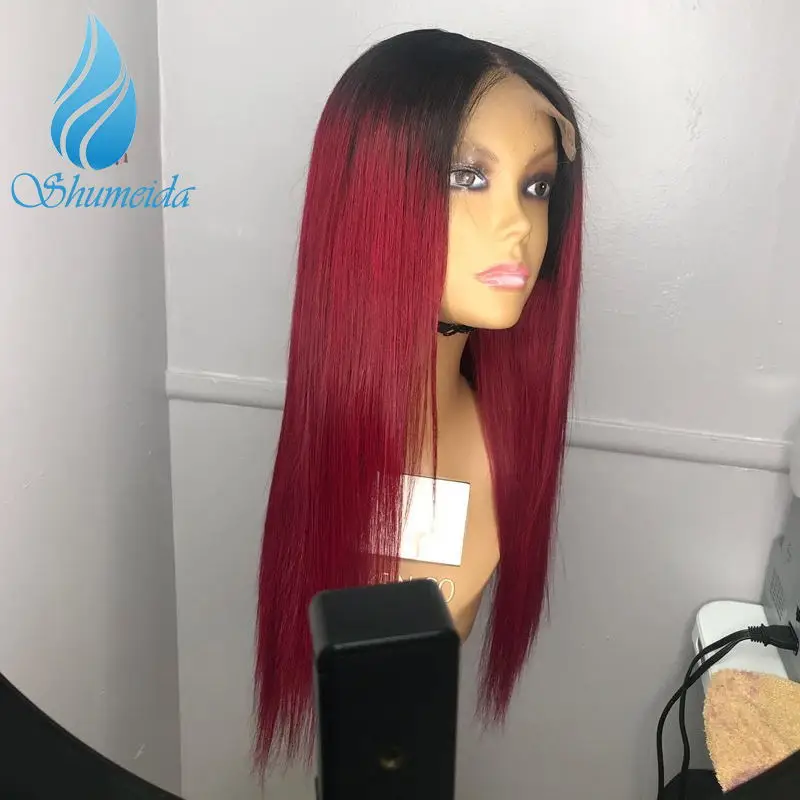 SHD 13*4 человеческие волосы парик для женщин 180 плотность средний коэффициент Омбре цвет прямые волосы с волосами младенца Glueless парик шнурка remy волос