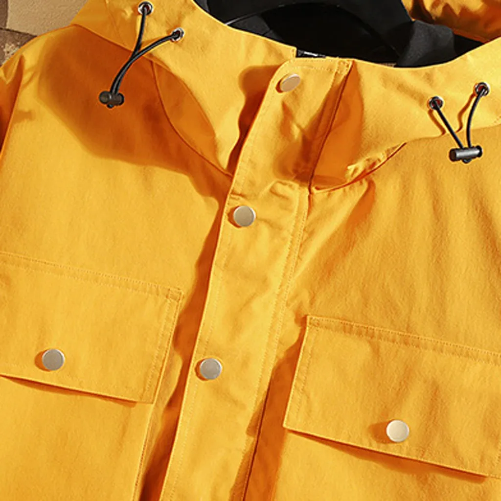 Feitong New Casual Jacket Men Street Fashion Hip Hop Yellow Hooded Bomber Jackets jaqueta masculino Male Pullover Outwear Coats