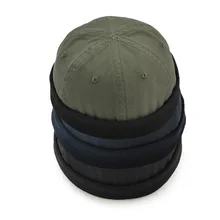 Мужская повседневная шапка Docker, моряк, шапка механика, байкер, шапка с черепом, шапочка без полей, одноцветная зимняя хлопковая шапка