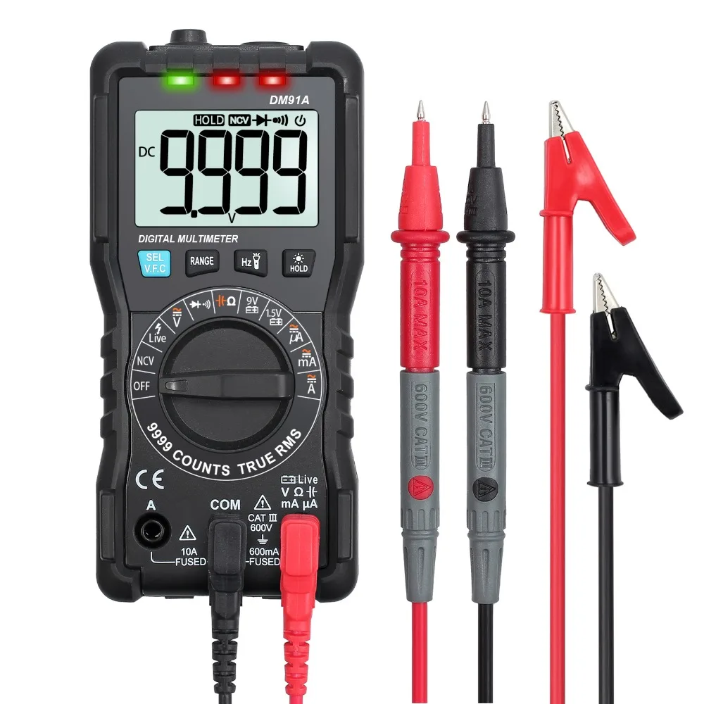 Proster Digital Multimeter 9999 Counts TRMS Auto Range NCV Detector DC AC Voltage Current Meter Capacitance Diode and Continuity Tester
