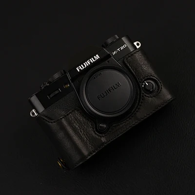 Чехол для камеры из натуральной кожи для Fuji Fujifilm XT10 XT20 XT30 видео половина сумка ретро винтажный нижний чехол защитный чехол - Цвет: Черный