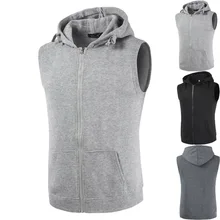 Новые продукты, мужской повседневный однотонный жилет с капюшоном, корейский стиль, приталенный английский жилет, пуловер, жилет