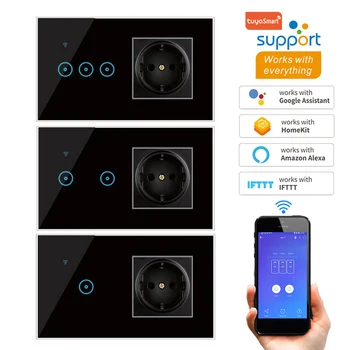

Multi-function Switch Socket Integrated WiFi Smart Switch Socket For Amazon Alexa (Echo/Dot/Tap) ,Google Assistant, IFTTT,tuya