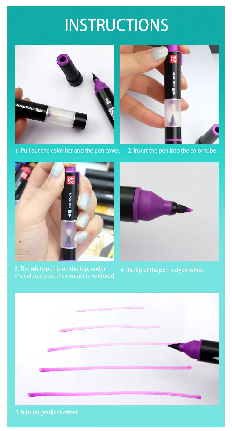 MUXI 600 градиентный цветной маркер ручка с двойной головкой кисть для рисования креативная Волшебная цветная Манга Аниме ручки для рисования подарочные товары для рукоделия