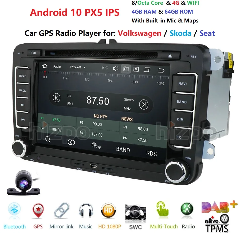 ^*Best Offers OctaCore 2 Din Android 10 Car Audio DVD Player Radio For VW GOLF 6 Polo Bora JETTA B6 PASSAT Tiguan SKODA OCTAVIA GPS Navigation