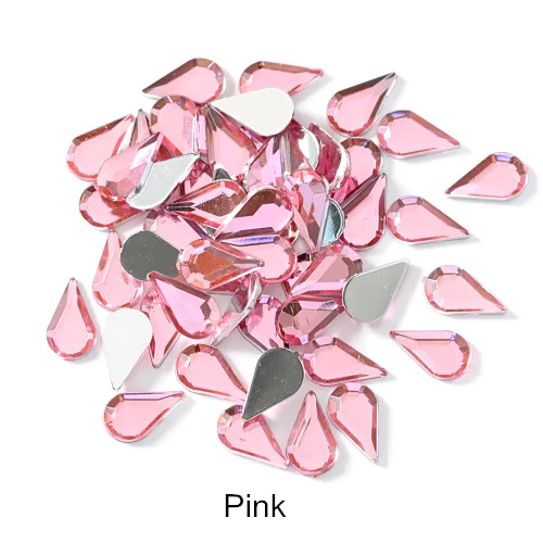 Pink 100 шт 6x10 мм каплевидные Стразы для дизайна ногтей Акриловые стразы для маникюра H1027 - Цвет: Pink