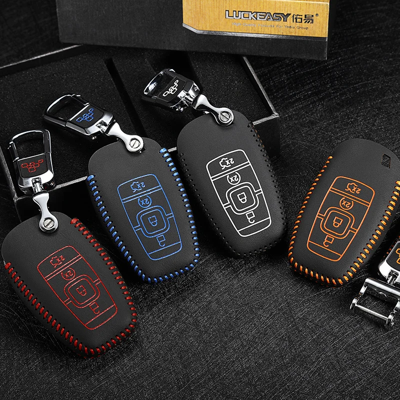 Luckeasy Топ Кожаный чехол-держатель для ford mondeo ecoboost ключи key2s