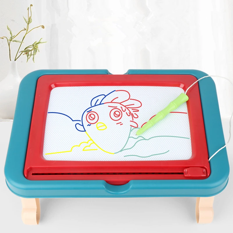 2 in 1 Children Magnetic Drawing Board Blocks Table Baby Graffiti Board With Storage Box 102 Blocks Learning Table Bricks Toy