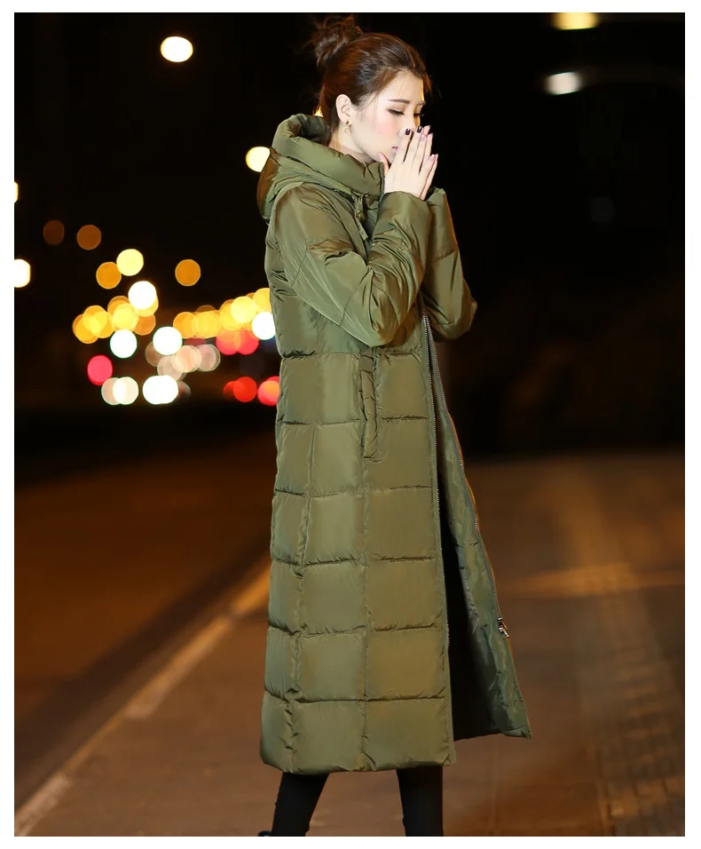 Winter New Style off Season Cotton-padded Jacket over-the-Knee Mid-length down Jacket Cotton-padded Clothes Thick Slim Fit
