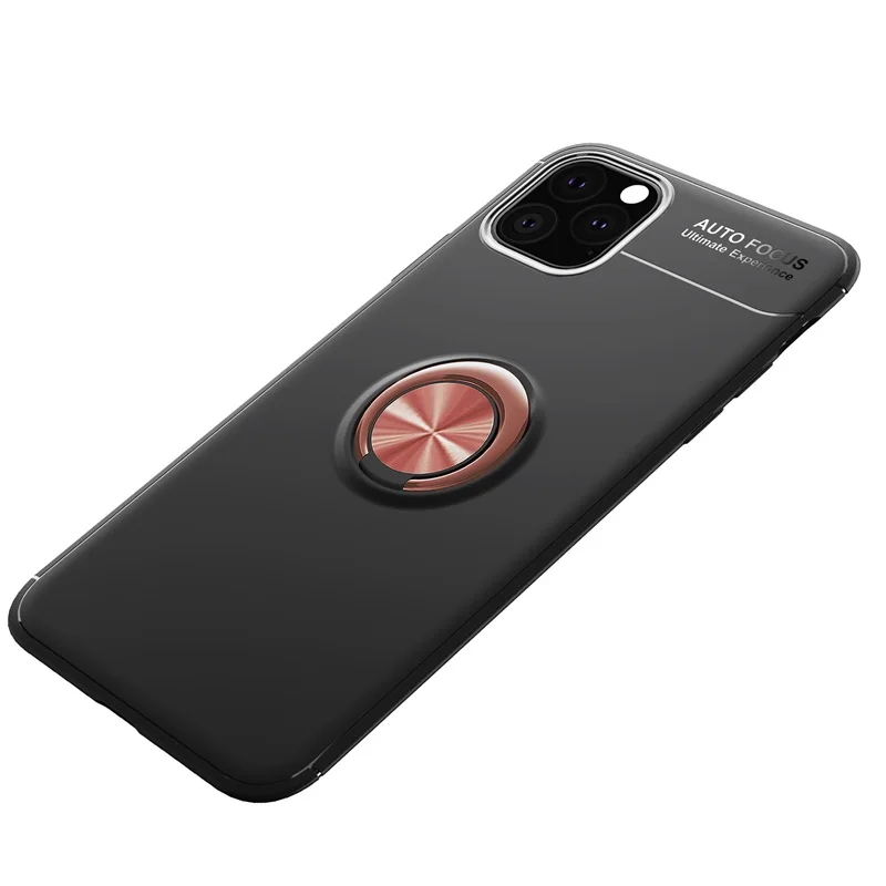 Роскошное кольцо на палец корпус для Funda iPhone 11 Pro Max чехол iPhone X Xs Max XR 6s 7 8 Plus чехол автомобильный держатель с магнитным креплением Coque - Цвет: Rose black