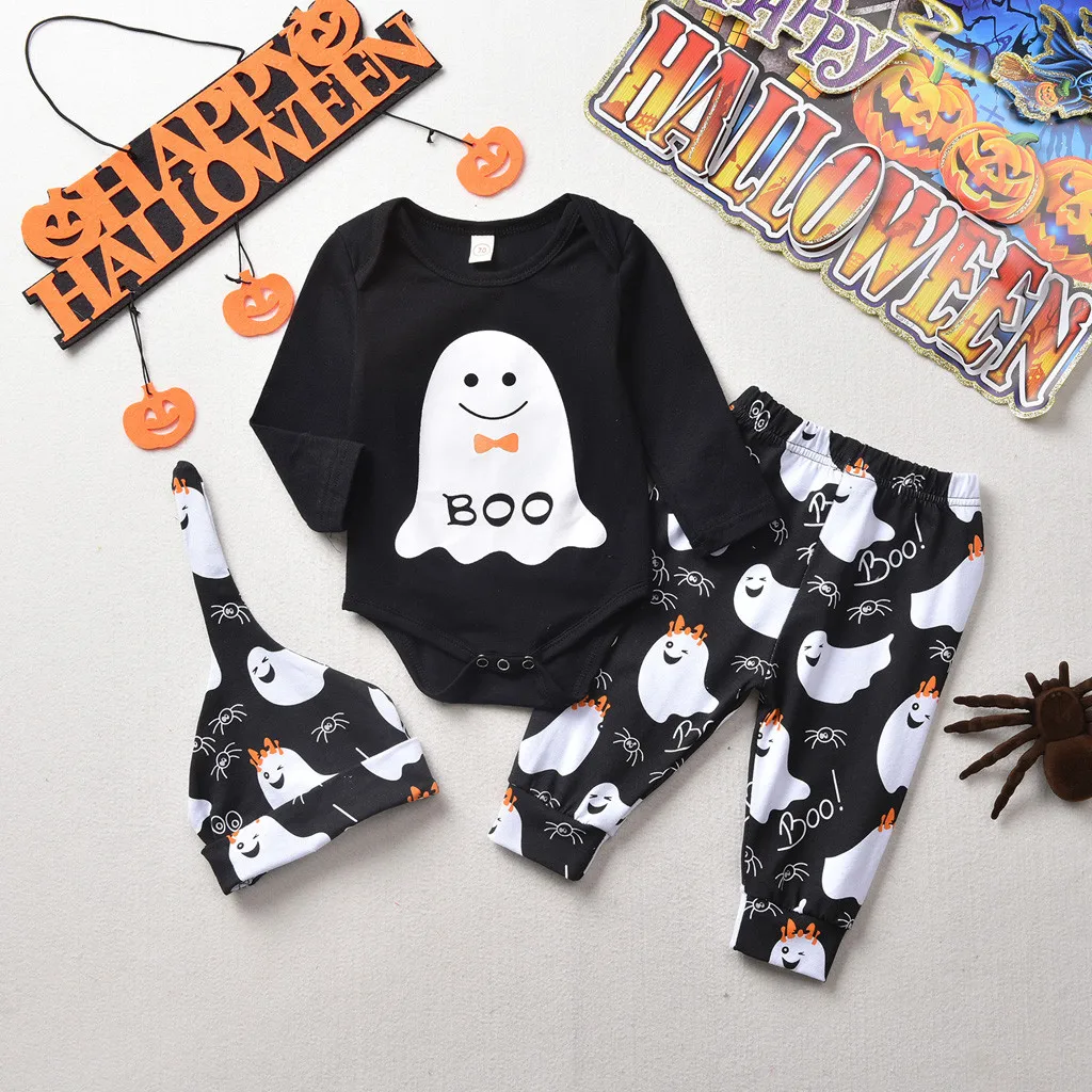 Комплект для новорожденных, Детский комбинезон на Хэллоуин, комбинезон, топы, штаны, костюм для девочек, conjunto infantil