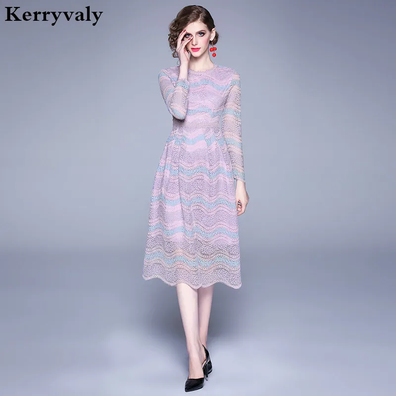 Новинка осеннее кружевное платье миди с длинным рукавом Vestidos Verano 2021 Mujer вечернее