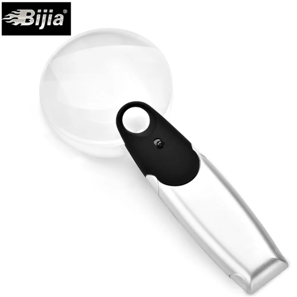 BIJIA акриловые линзы увеличительное стекло со светодиодный светильник для пожилых людей чтения HD складной ручной двойного назначения