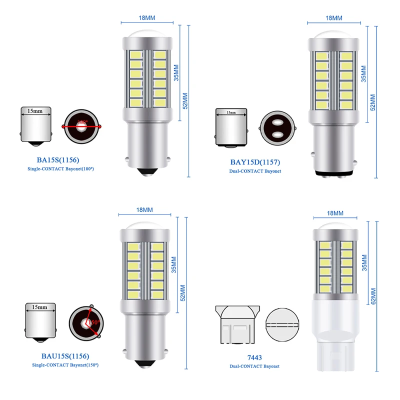 2 шт. Строб led T20 7443 1156 BA15S 1157 BAY15D 5630 5730 33 Smd светодиодные лампы для автомобиля