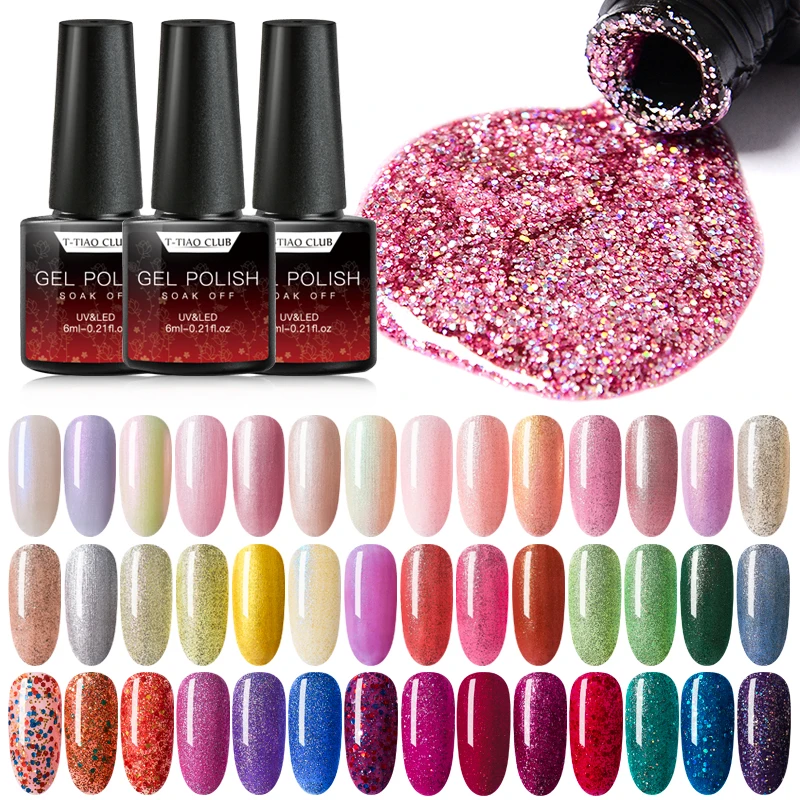 

T-TIAO CLUB 6ml UV Gel Nail Polish Autumn and Winter Series Glitter Long Lasting Hybrid Nail Gel Lacquer Nails Design Gel Polish