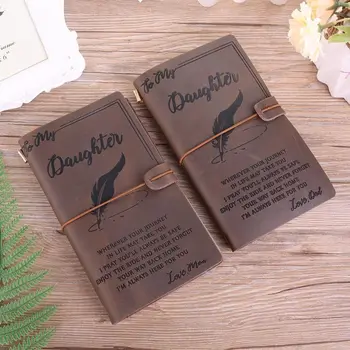 

OOTDTY Vintage Retro Engraved Leather Journal Notebook Diary to My Dad Mom Notepad Gift