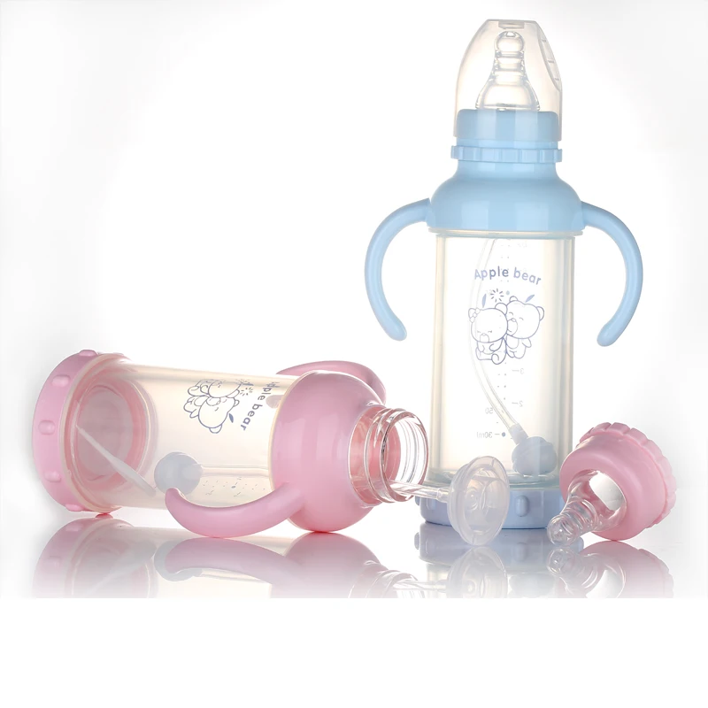 

220ml Cute Baby Bottle Newborn Feeding Drinking Glass Bottle Defence Flatulence Kids Milk Special-purpose Bottles