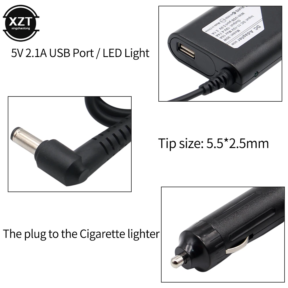 Multi-plug 90W power supply car charger laptop adapter for Thinkpad/ACER/HP/DELL/Samsung/Lenovo/Asus/phones universal car charger power adapter laptop charger