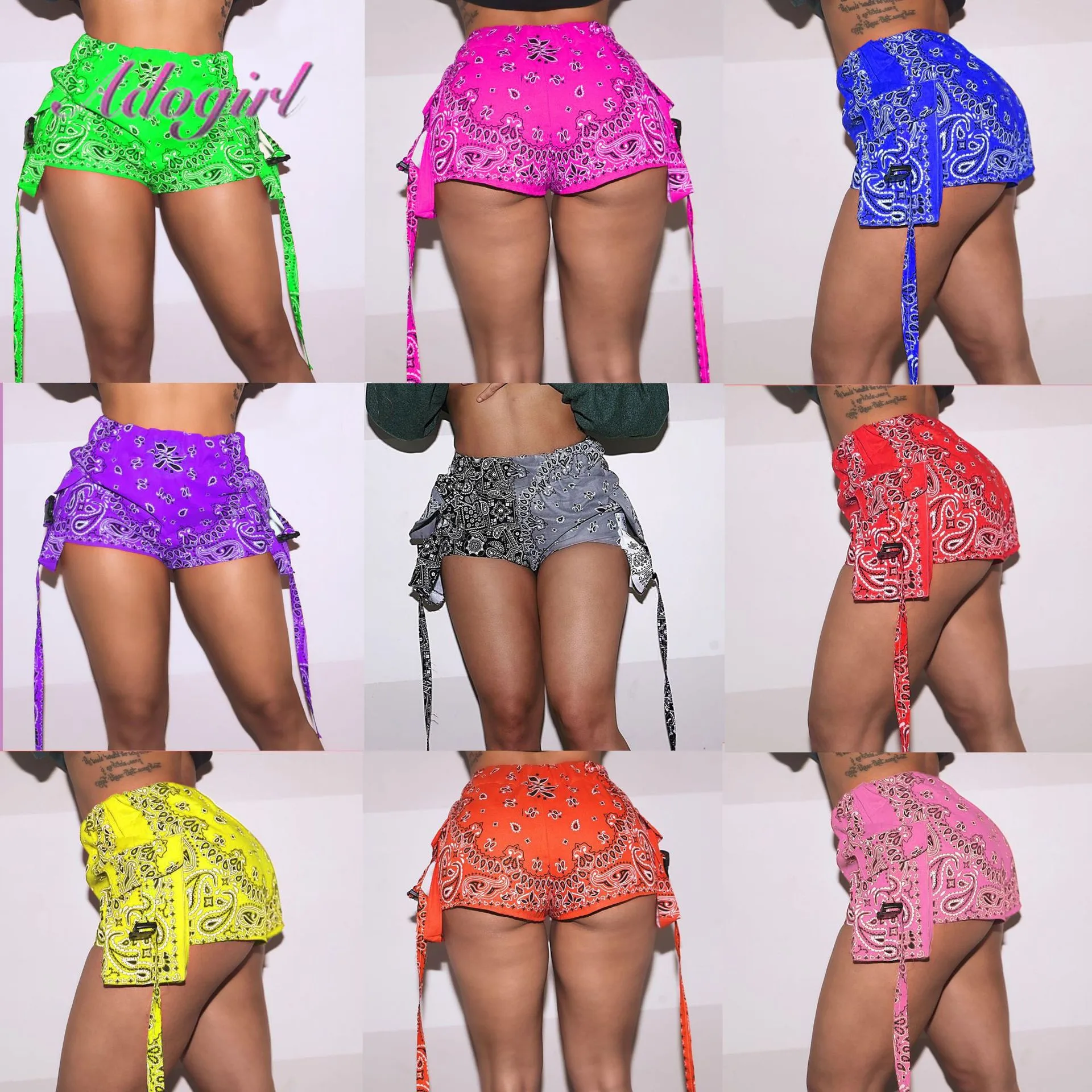 Fitness Summer Shorts Women Casual Bandana Paisley Print High Waist With Pocket Bikers Shorts Pants Leggings Sport Running Pants 2021 new bandana women fashion print biker shorts summer sport casual skinny high waist shorts casual fitness patchwork shorts