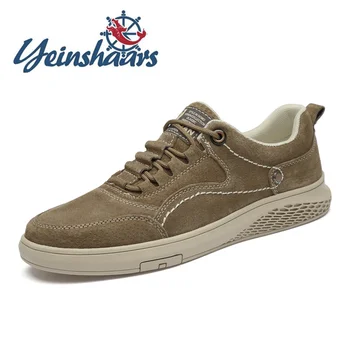 

Men Casual Natural Leather Sneakers Fashion Lightweight Breathable Walking Shoes Comfy Lace-up Solid Suede Shoes Men Scarpe Uomo