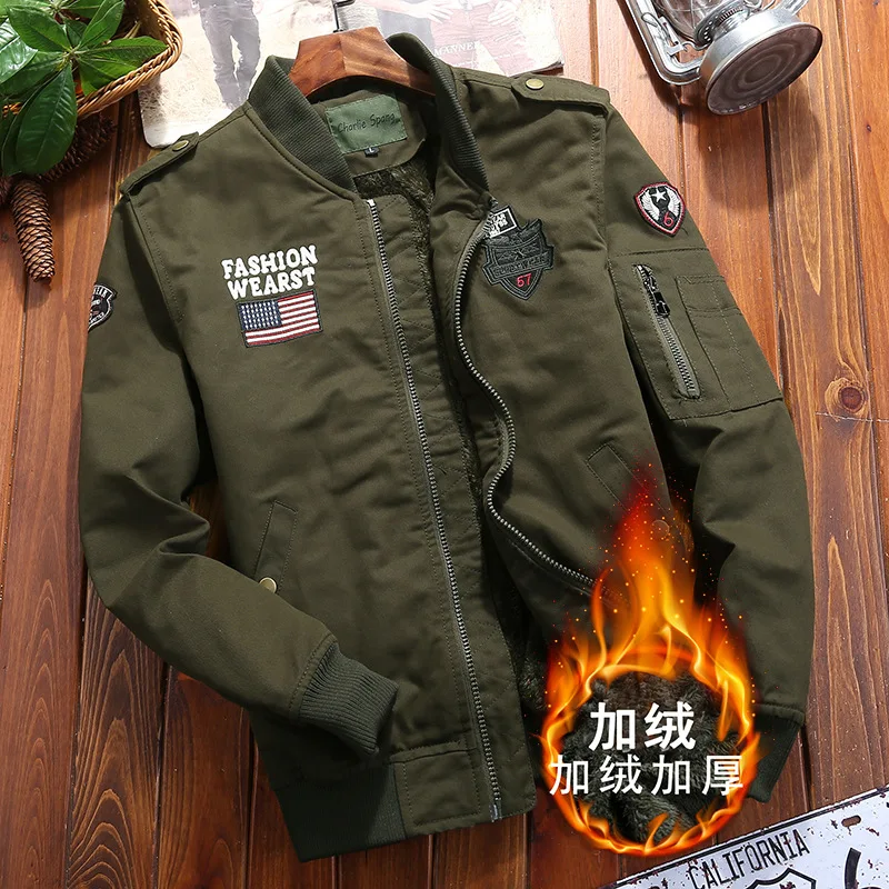 

For Wish Pure Cotton Washing Pure Cotton Field Jacket Men's Embroidered Baseball Brushed And Thick Men