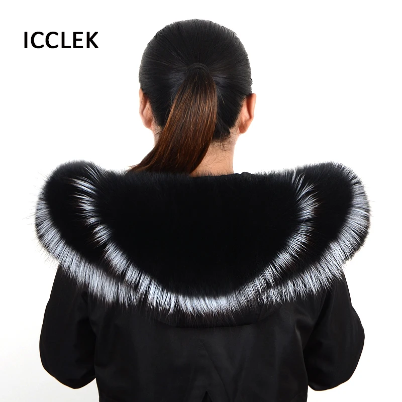 女性のための本物のキツネの毛皮の襟取り外し可能本物の毛皮のコート暖かい冬の毛皮のスカーフ豪華なサイズ100