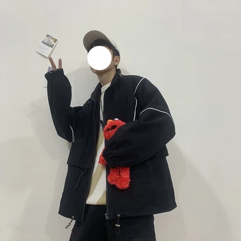 

2019 Spring And Autumn New Fashion Casual Loose Size Jacket Solid Color Large Pocket Men's Shirt Black Army Green / Blue M-5XL