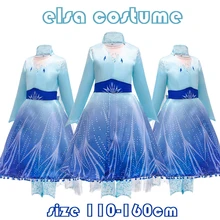 Платье принцессы Анны и Эльзы; платье Снежной Королевы для костюмированной вечеринки, дня рождения, свадьбы, Рождества; платья для маленьких девочек небесно-голубого цвета