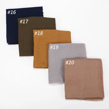 

10PC/LOT women crinkle scarf cotton plaid muslim hijab wraps headband soft big long scarves 20 color 180*90cm