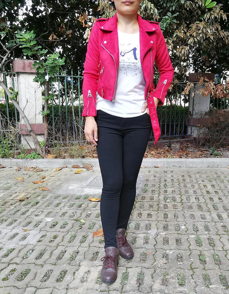 Новинка 2018 модное осенне зимнее женское замшевое облегающее однотонное короткое