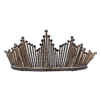 

1Pc Black Crystal Exquisite Baroque Crown Headband Delicate Prom Wedding Alloy Pageant Tiara Crown