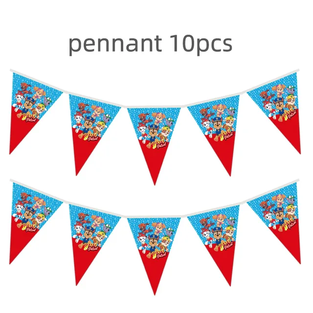 Paw Patrol Birthday Party Balloons Toy Birthday Banner For Kids Boys Girls Party Decoration Paper Cup Plate Tableware Supplies 10PCS Pennant