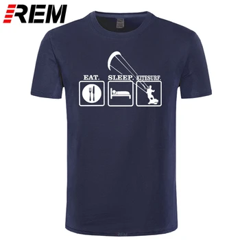 

REM REM EAT SLEEP KITESURF T-SHIRT Kitesurfing Boarding Surfinger Cool Tee Funny Gift O-Neck Teenage T Shirt Harajuku Shirt