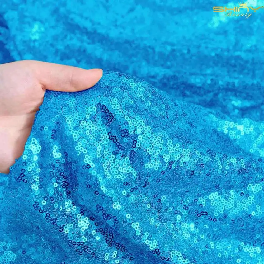 10 ярдов 3 мм блестящая ткань темно-синяя скатерть материал с пайетками блестящая ткань для Backdrop-M191009 - Цвет: Turquoise