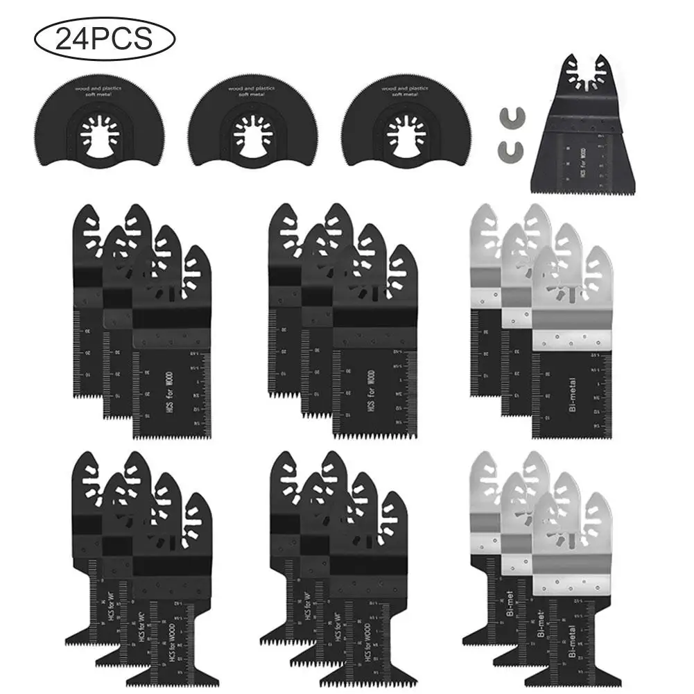 24PCS Oscillating Saw Cutters Universal Multi Tool Quick Release Saw Cutters Kit Cutting Oscillating Tool for Metal Wood Plastic