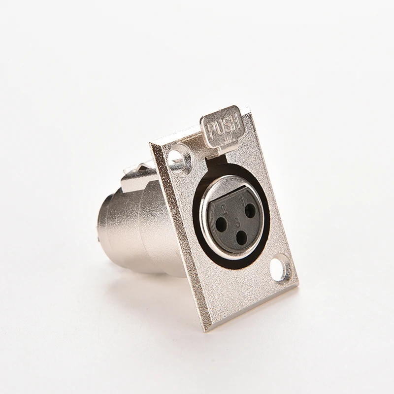 5pcs 3Pins XLR Connector Female Jack Socket Panel Mounted Type Chassis Square Shape Metal Housing