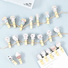 10pcs/set Cute Unicorn Wooden Small Clip Photo Wall Photo Clip Message Note Memo Pad Clip Hemp Rope