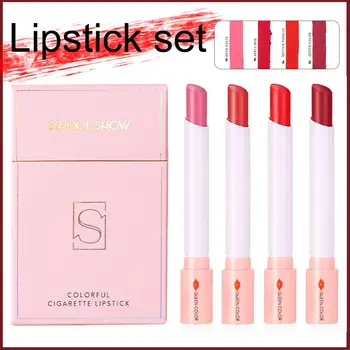 

1Set 4 Colors Natural Matte Lipstick Tube Waterproof Lipstick Nude Makeup Lasting Non-Stick Cup Lip Stick