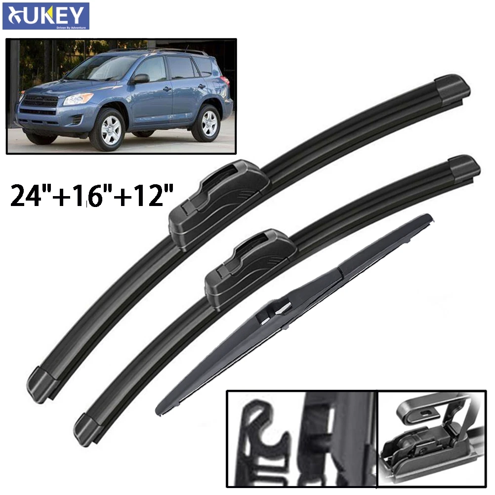 Xukey 3Pcs Front Rear Windshield Wiper Blades Set For Toyota RAV4 XA30