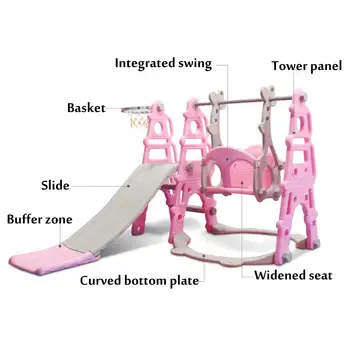

3 in 1 Plastic Kids Slides And Swing Child Home Playground Slides Indoor Eco-friendly Slider with Swing for 0-6 years old