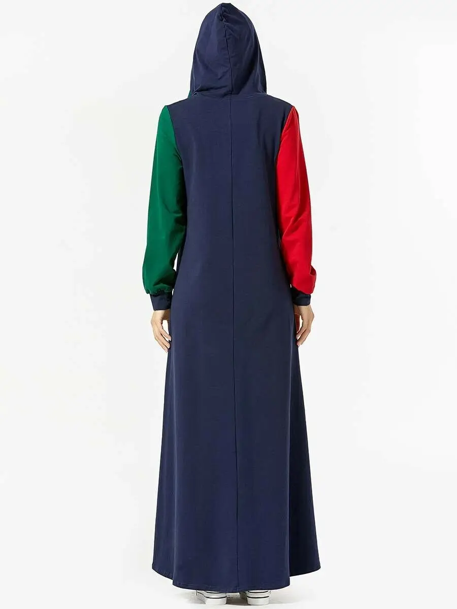 Abaya, женское Макси-платье с капюшоном, платье с капюшоном, кафтан, мусульманский, спортивный, джилбаб, кафтан, повседневное, лоскутное, свободное, размера плюс, модное платье