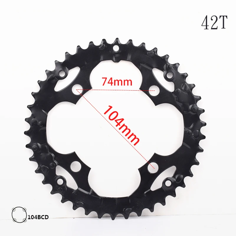 42T Цепь MTB горный велосипед 104BCD 8/9 скорость 22T 32T 42T шатуны зубная пластина части 104 BCD костюм для Prowheel шатуны - Цвет: 42T