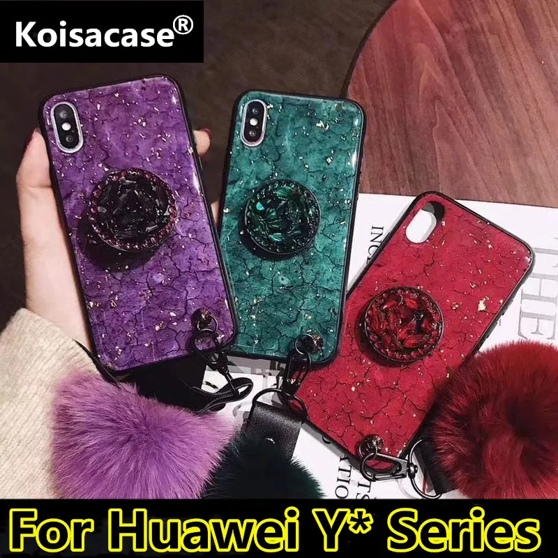 KoisAcase Luxury Epoxy Green Purple phonecase For Huawei Y5 Y9 Y6Prime Y7Prime 2018 Y6 Y6Pro P Smart 2019 Case |
