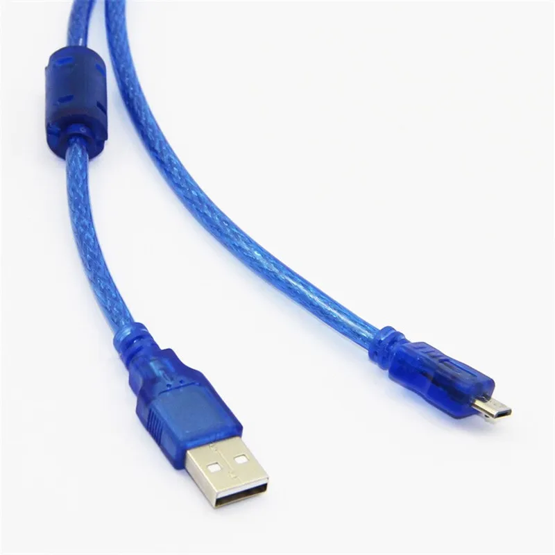Micro USB 2,0 кабель для передачи данных USB-A к Mirco-B двойное экранирование фольга Плетеный прозрачный синий 0,3 м 0,5 м 1,0 м 1,5 м 3 м 5 м